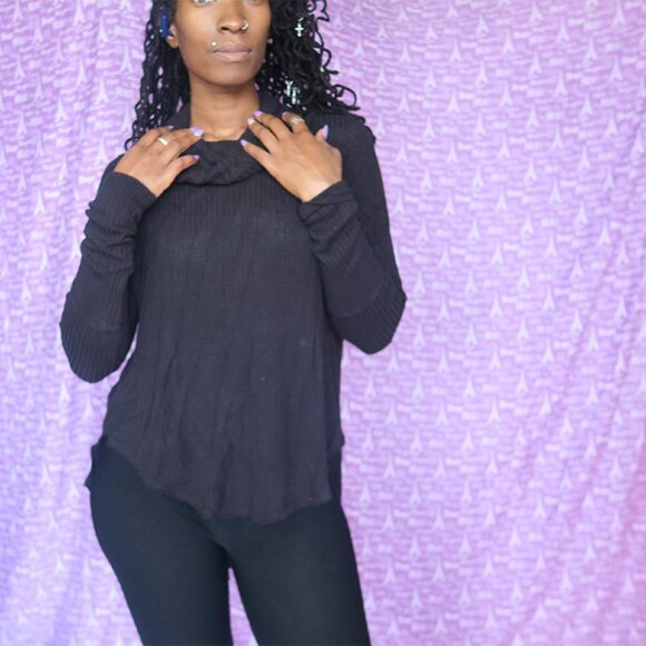 Free People We The Free Drippy Thermal Kristina Thermal Black. Soft and drippy S - Picture 1 of 7